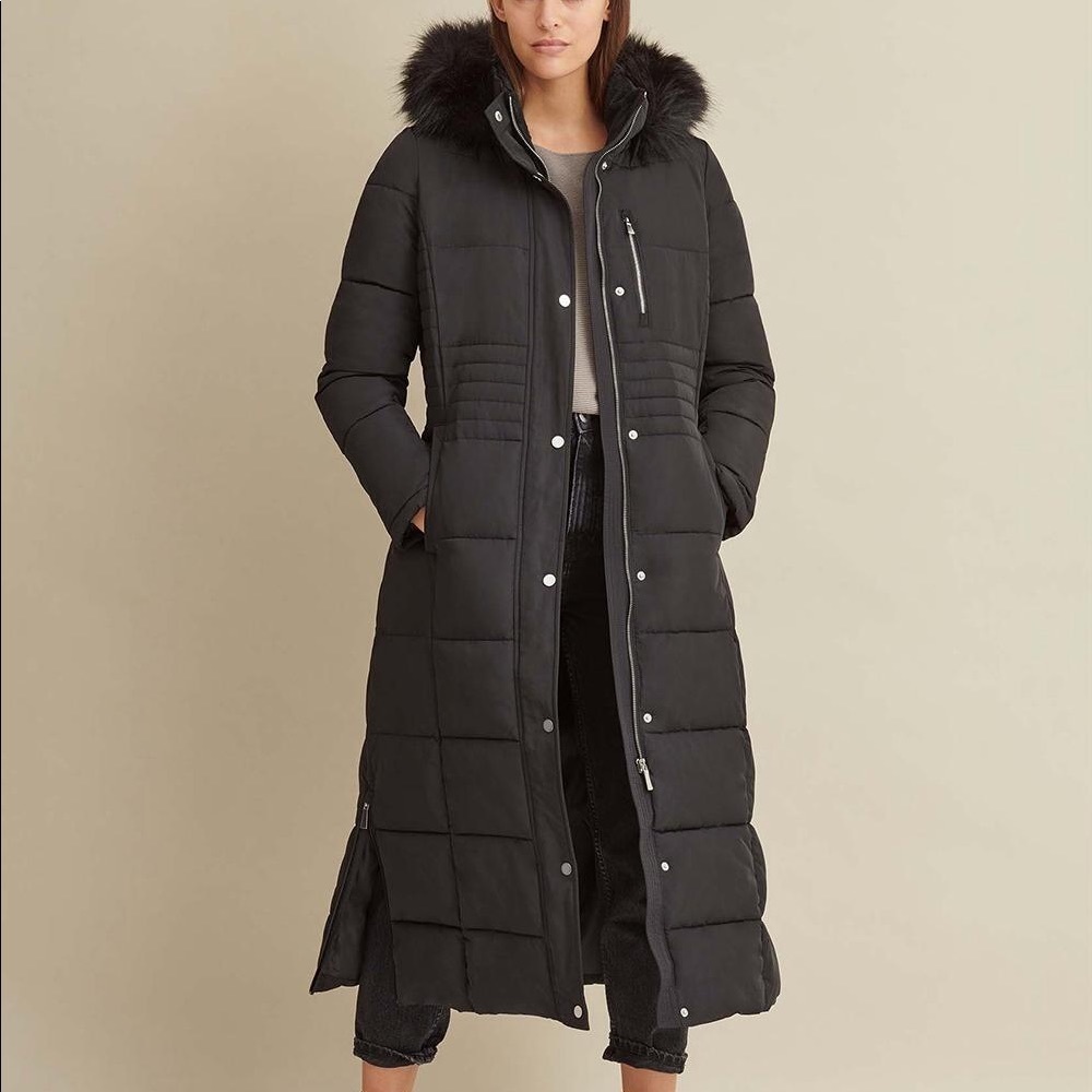 NWOT Faux Fur Trim Maxi Puffer